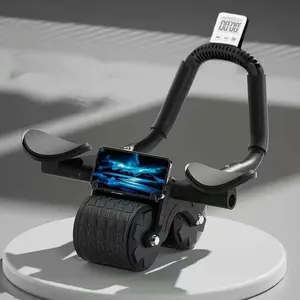 Abdominal Core Muscle Exercise Ab Roller Wheel with Timer - Automatic Rebound for Home Gym Kit and Gym Workout Improvement