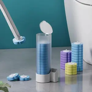 Disposable toilet brush set (includes 18 refills of cleaning solution), bathroom cleaning system (suitable for sinks, bathtubs, drains, washbasins, and urinals).