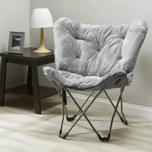 Adults Faux Fur Butterfly Chair, Gray