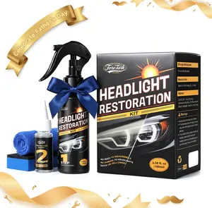 Toretark Car Headlight Restoration Kit 100ML Repair Liquid & 10ML Crystal Plating Agent for Oxidation Slightly Yellowing Scratch Repair Transparent Finish Best Christmas Gift