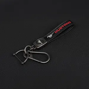 Leather Metal Car Key Chain Ring, Keychain for Ford Fusion Mustang Explorer F150 F250 F350 Ecosport Edge S-Max Ranger, Durable Accessory