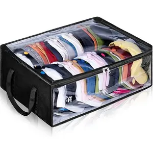 Baseball CapsLarge Holds up to 40 Caps Wide Hat Organizer for Closet Snapback Holder Box Plastic Racks Transparent