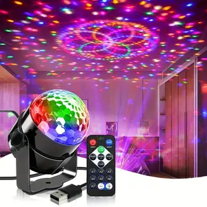 LED Stage Light, USB Powered RGB Disco Ball Light, LED Strobe Lights, Rotating DJ Ball Strobe Light with Remote Control, Magic Dance Car Party Atmosphere Lamp for Home KTV Bar