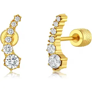 14K gold-plated cubic zirconia ear cuffs, hypoallergenic spiral earrings for women, flat-bottomed ear cuffs: clothing, footwear, and jewelry