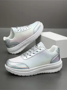 Starlight Vibe! Women's Holographic Iridescent Chunky Sneakers, Soft-Sole Non-Slip Casual Shoes, Ideal for Commuting, Walking & Daily Wear
