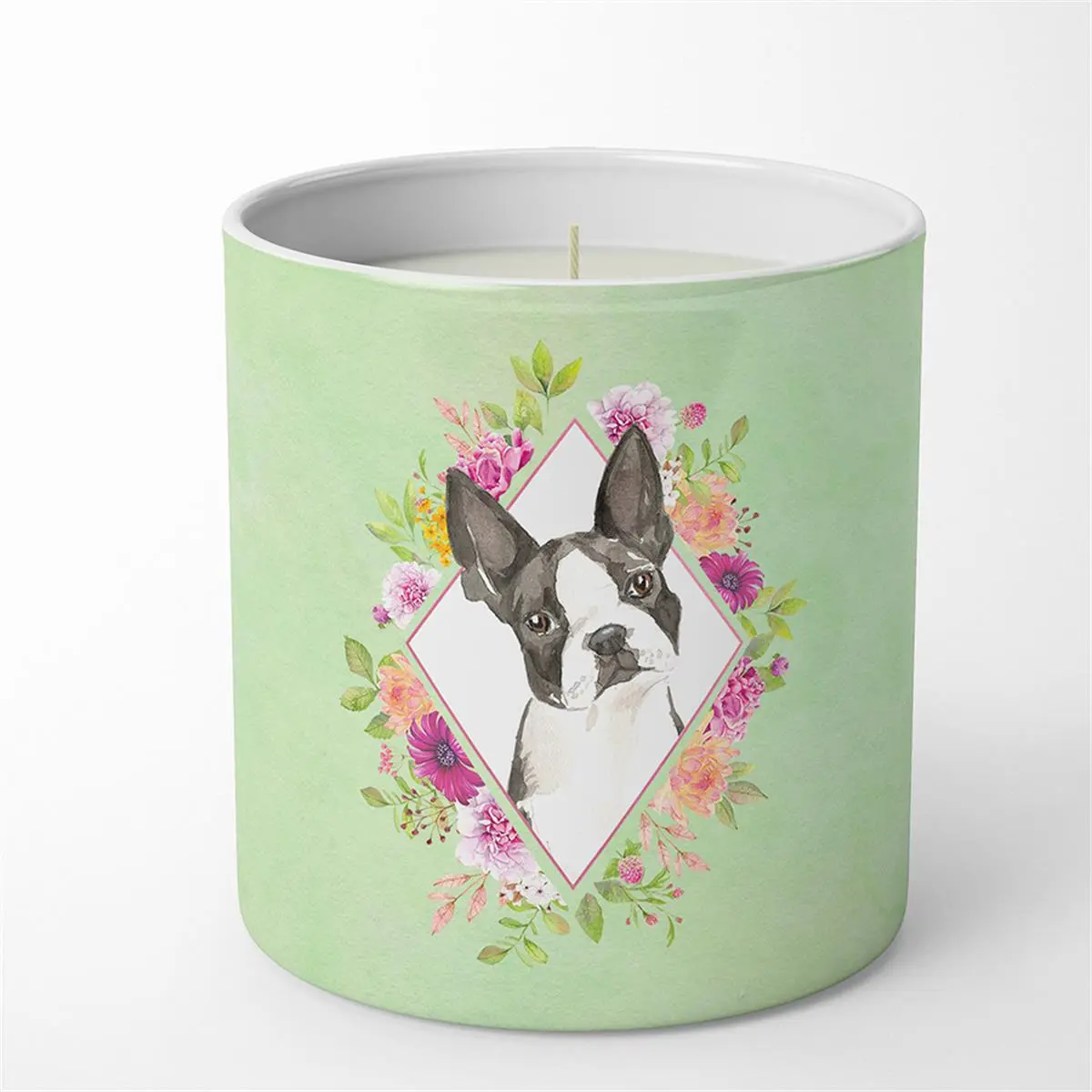 212 MAIN 10oz Floral Scented Boston Terrier Aroma Candle - Hand-Poured Wax Freshener, Strong Scent, Reusable Jar, Wick-Equipped for Camping, Hiking Outdoor Lighting & Decor, Candles Scented