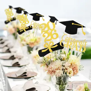 Graduation Decorations Class of 2026 Centerpieces for Tables, 16 PCS Table Toppers Double Sided Sparkling Table Sticks Toppers, Grad Party Decorations