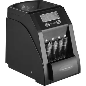 VEVOR USD Coin Sorter, Coin Counter Machine for 1 5 10 25 Coins, LCD Screen Display, Coin Sorter and Wrapper Machine with Thicker Coin Tubes and Tray, Holds up to 200 CoinsVEVOR Super Brand Day