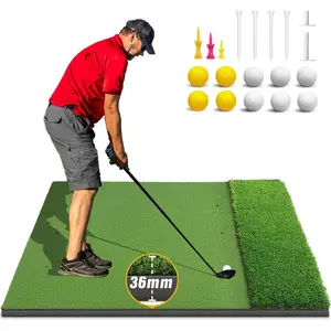 Dual-Turf Golf Mat 36mm: 5x4ft/5x5ft Extra Thick Golf Hitting Mats Practice Outdoor Indoor, High-Density Artificial Hitting  Matt for Garage Simulator Chipping Driving Swing