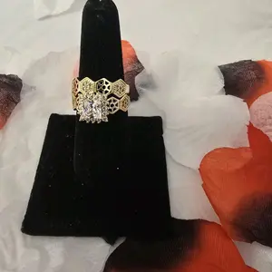 14K gold plated (laminated gold) Elegant engagement ring design Sparkling stone with a timeless look