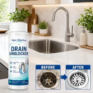 Drain Unblocker Powder Fast-Acting Drain Cleaner For Kitchen Sink, Bathroom, Shower & Floor Drains, Helps Break Down Hair, Grease & Soap Buildup, Household Drain Maintenance Formula