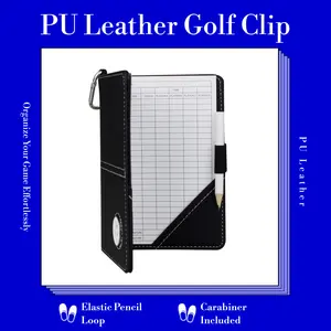 Outdoor Sports Golf Scoring Clip PU Leather Scorecard Holder with Elastic Pencil Loop & Carabiner for Easy Carrying and Organization summervibes