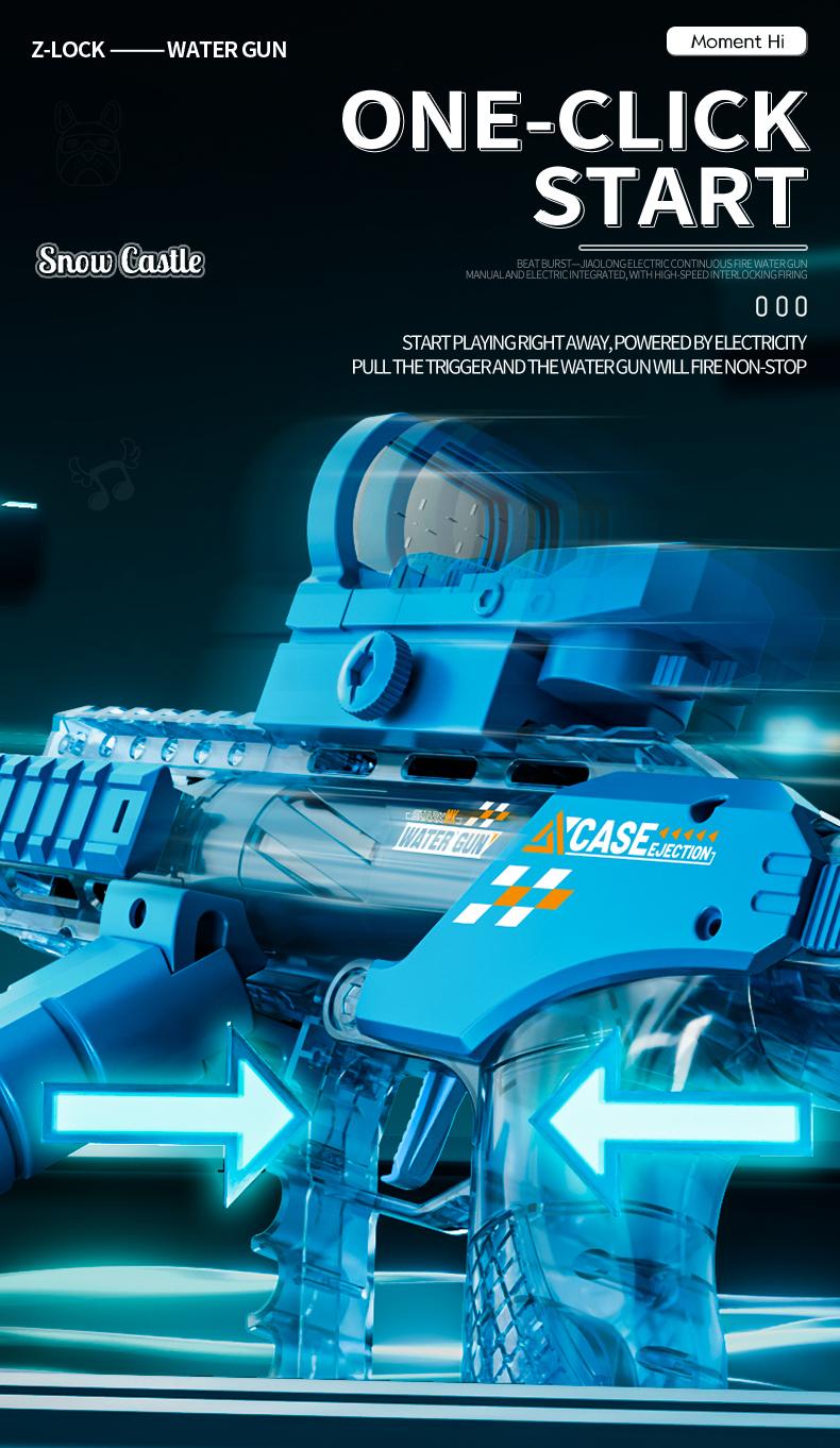 Flood Dragon 2026 New Automatic Electric Water Gun with Large Capacity Powerful Spray Super Long Shooting & Lighting Function USB Charging Cable Durable FlameSpray Toy Gift for Adults & Children