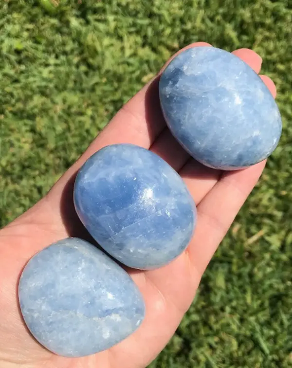 Blue Calcite Crystal Palmstone Large