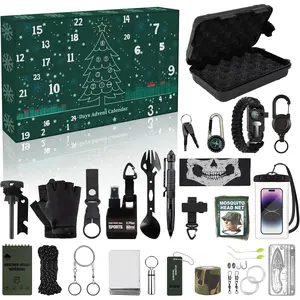 Survival Kit Advent Calendar 2025 – 24-Day Christmas Countdown Calendar with Survival Tools & Emergency Gear, Outdoor Gifts for Teen Boys, Men, Dad– Camping, Hiking, Fishing, Hunting Adventure