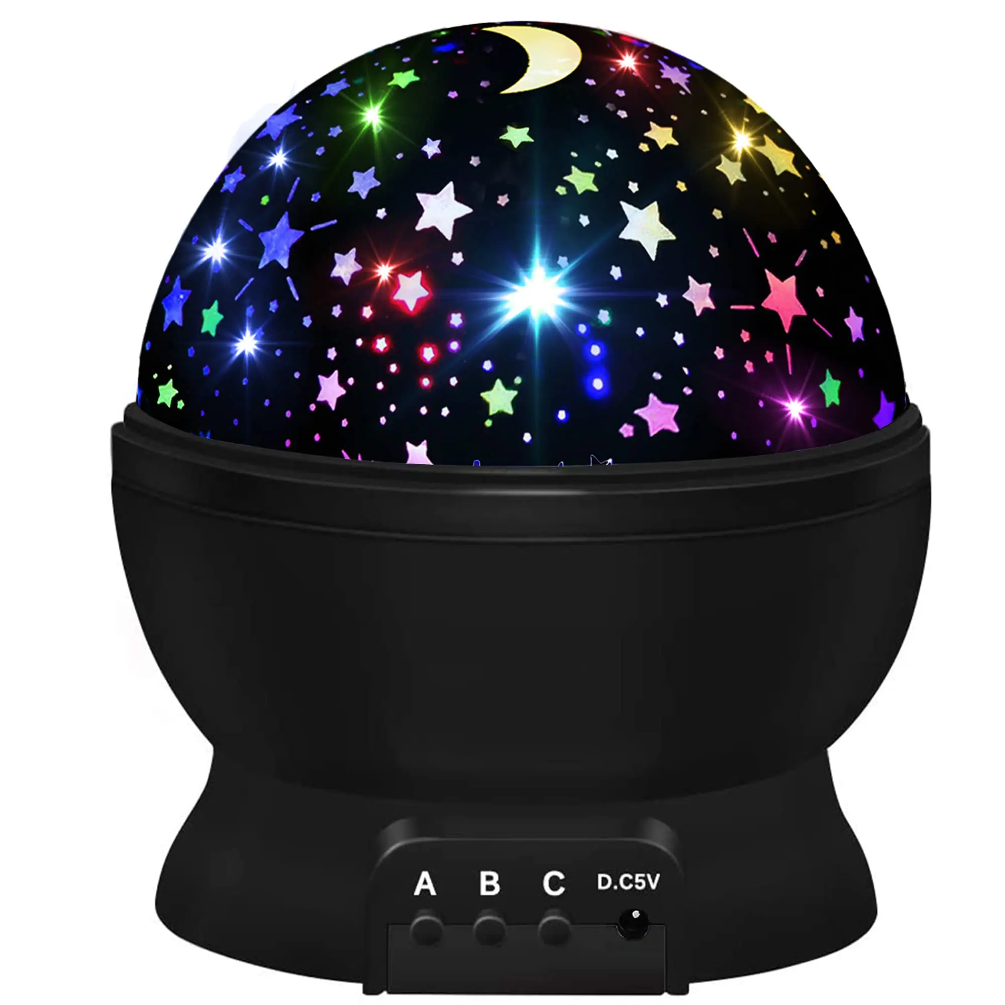 Kids' 360-Degree Star Rotation Projector Nightlight - 4 LED Bulbs, USB Cable, PVC Body, Indoor Use, Office Stationery, Gift for 3-8 Year Olds, Led Night Lights, Adjustable Atmosphere Light, Adjustable Brightness Light, Atmosphere Night Light