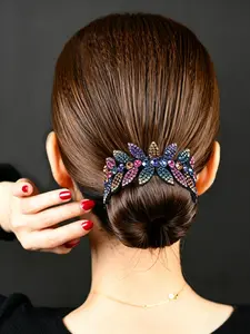 Sparkling Rhinestone Flower Hair Claw Clip, Crystal Shark Clip, Non-Slip Hair Accessory, Daily Party Wedding Casual Styling Barrettes