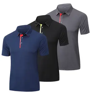 3 Pack Men's Sport Polo Shirts Breathable Quick Dry Golf Polo Shirts Color Clash Collar Outdoor Sports Tee Tops with 3 Buttons
