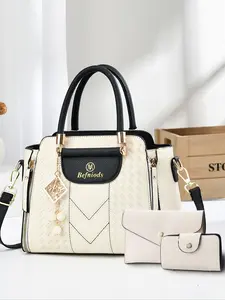 New Mid-Aged Women's Simple Handbag, Fashion Solid Color Versatile Casual Set, Shoulder Bag Lightweight, All Seasons, Handbag Combo