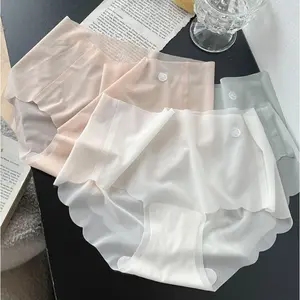 Women's Ice Silk Traceless Panties, 3pcs Summer Sport Underwear with Antibacterial, Thin, Sexy Translucent Features