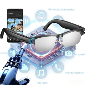 AI Smart Glasses, 8Million High Definition Camera, Anti-Shake +1200P High Definition Video Recording, GPT Vision,AI Voice Control,Dual Clear BT Call&Translate,UV/Blue Light Smart  for Travel Meeting