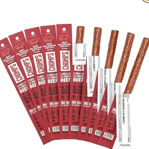 Chomps Grass-Fed and Finished Smoky BBQ Beef Jerky Snack Sticks 10-Pack - Keto, Paleo, Whole30, 10g Lean Meat Protein, Gluten-Free, Zero Sugar Food, Non-GMO