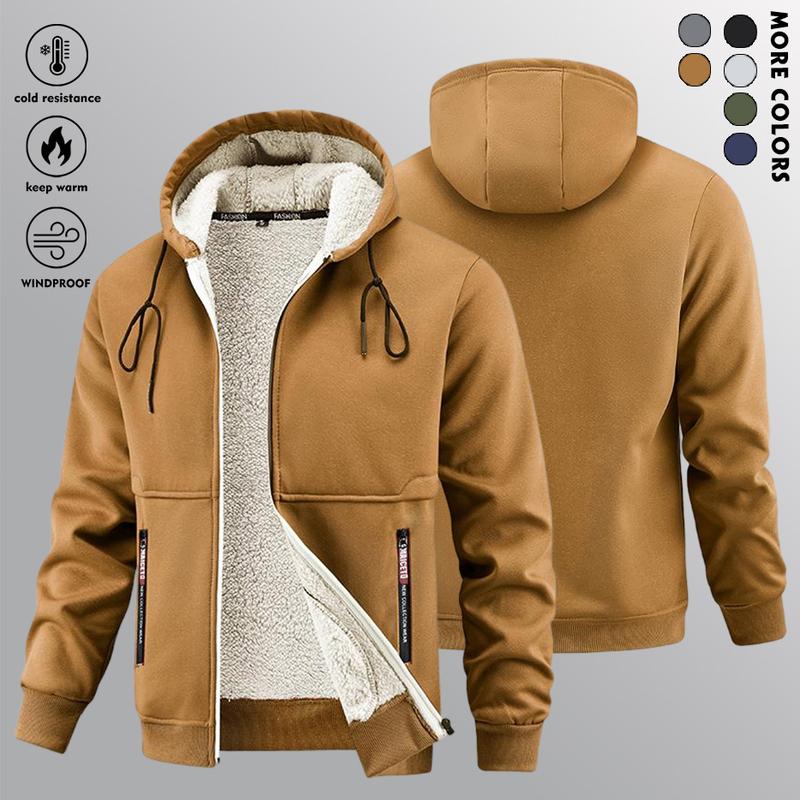 Men'S Winter Sherpa Hooded Jacket, Thick Warm ZipUp Hoodie,Casua Soid Color.100% Polvester.SlightStretch Knit Fabric, Loose Fit,450gm WeightFallWinter Outerwear Men'S Winter Sherpa Hooded Jacket, Thick Warm ZipUp Hoodie,Casua Soid Color.100% Polvester.SlightStretch Knit Fabric, Loose Fit,450gm WeightFallWinter Outerwear