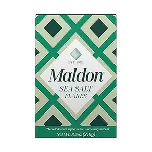 Maldon Salt, Sea Salt Flakes, 8.5 oz (240 g), Kosher, Natural, Unique Gourmet Pyramid Shaped Salt Flakes, Perfect for a Wide Range of Dishes, Hand-Harvested for Four Generations (Packaging May vary)