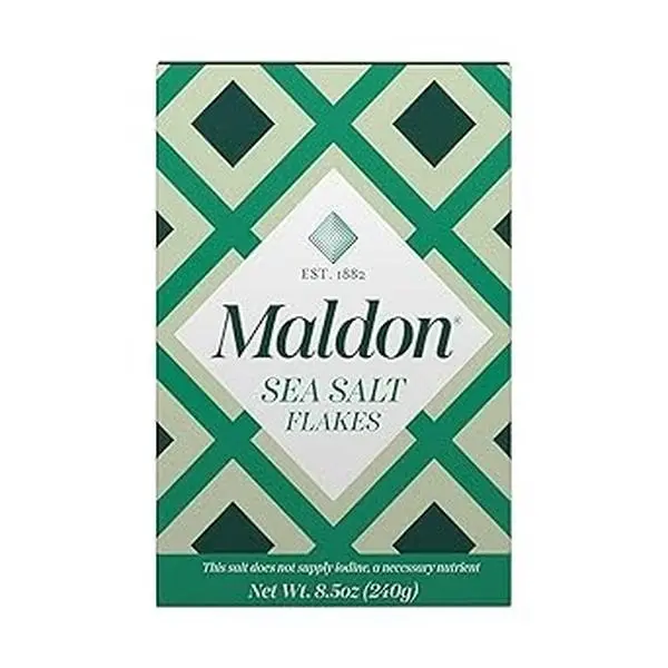 Maldon Salt, Sea Salt Flakes, 8.5 oz (240 g), Kosher, Natural, Unique Gourmet Pyramid Shaped Salt Flakes, Perfect for a Wide Range of Dishes, Hand-Harvested for Four Generations (Packaging May vary)