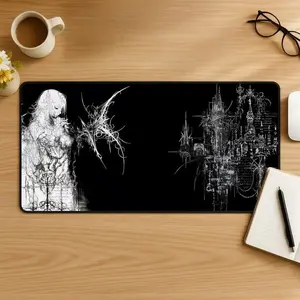 Cybersigilism Mouse Pad, Cyber Tribal Desk Mat, Dark Tech Aesthetic Mousepad, Glitch Gothic Desk Setup, Edgy Desk Decor