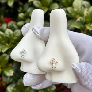 Stainless Steel Cross Nose Ring 20G 7mm Long Shaped Design