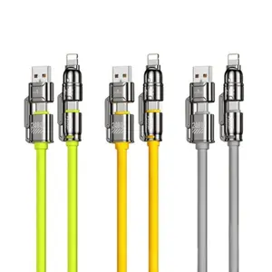 240W 4 in 1 Fast Charging Data Cable, Multifunctional Fast Charging Cable, Phone Accessories Compatible with Type-C & iOS Interface