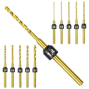 Twist Mini  Drill Bits Set, 0.6mm-2.2mm, Size Marked,Titanium Coated M35 High Speed Steel  Drill Bits, 3/32-Inch Shank, Hole Drilling Tool for DIY, , Plastic (HSS Set A)