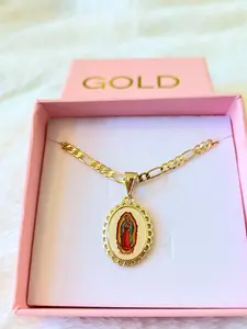 Oval Mother Mary Photo Necklace