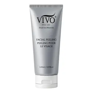 Vivo Per Lei Facial Peeling Gel - Blackhead Remover - Mild Facial Scrub with Dead Sea Minerals and Nut Powder - Gentle Exfoliant for Face - For All Skin Types - 4.05 Fl Oz - 1 Pack