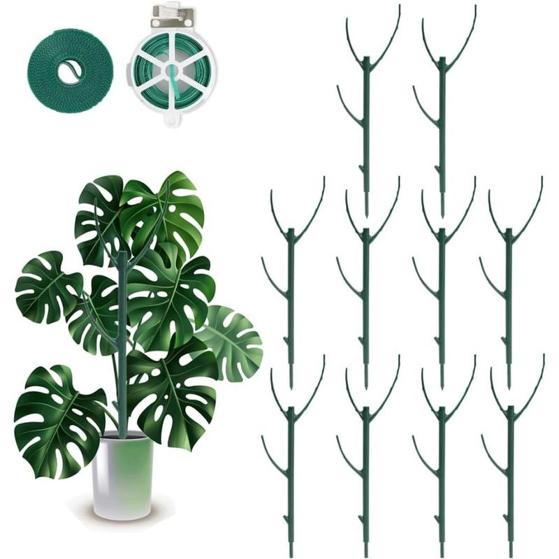 10 Pack Stackable  Support Stakes, 75inch Climbing  Sticks Structures for Monstera with Garden Ties, Durable Alternative to Moss Pole for Indoor Outdoor