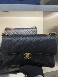 Pre-owned CHANEL Vintage Quilted Lambskin Medium Classic Double Sided Flap Bag