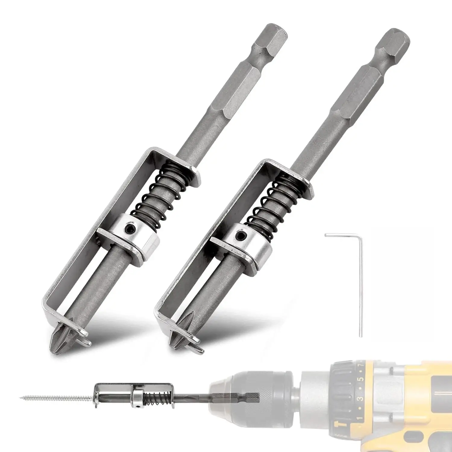 2 Pcs Spring-loaded Screw Holder Bit, Anti-drop Screwdriver Bit, Single-Hand Operation Bit Holder for Electricians, Mechanics, DIY Home Repair, Universal Screw Retaining Tool
