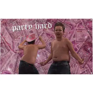Banger - Gibby - Party Hard - ICarly Meme Funny Motivational Inspirational Office Gym Dorm Wall Decor Design on a 40x60 inch Flag for Easy Hanging. Authentic BANGER FLAG