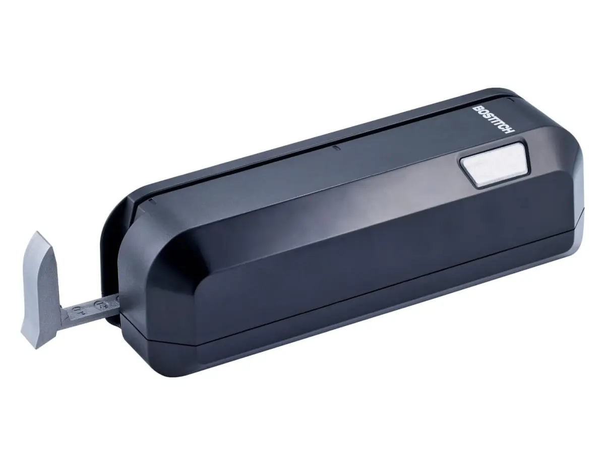 Bostitch BOSEHP20BLK Desktop Office Electric 3-Hole Punch, Dual Paper Loading, Heavy Duty, Jam-Free, AC Adapter/Battery Powered, Space Saving, Black, Adjustable Paper Guide, Cleans Punch Up to 20 Sheets, Easy Clean Chip Drawer, Easy Customization, Maintai