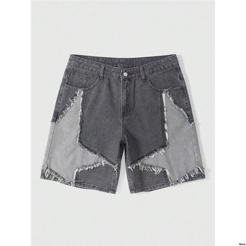PointedStarFrayedPocketCasualLooseFitDenimShortsJorts - ROMWEMENStreetLifeMen sFive