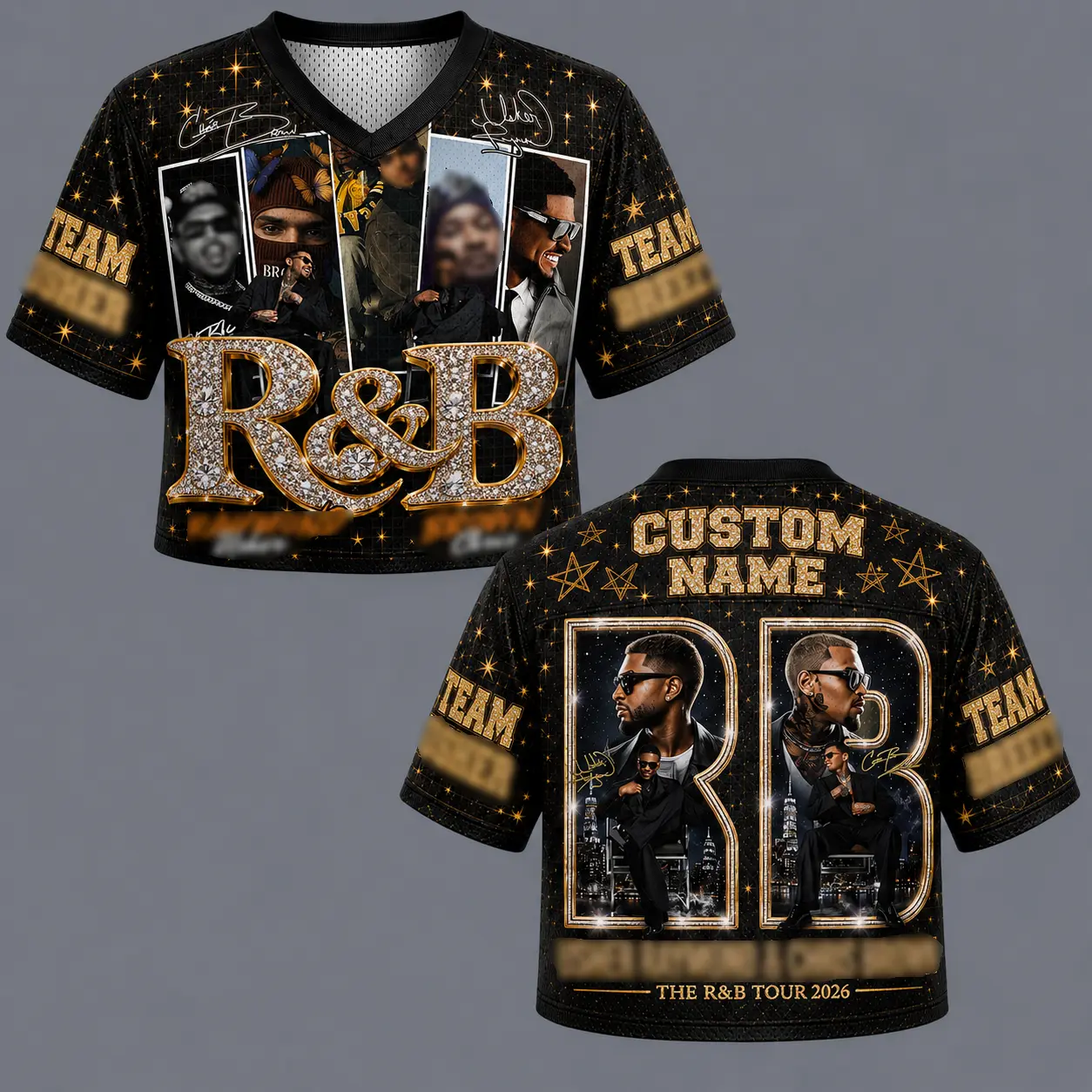 Personalized R&B Tour Crop Jersey Concert Shirt, Custom Music Fan Top 2 Legends Shirt Cropped Jersey The R and B Tour Shirt, Custom Name & Number Jersey, Music Concert Jersey, Fan Gift for Her