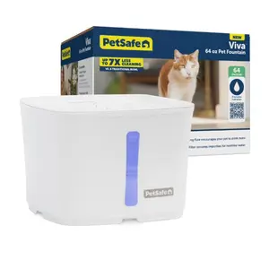 PetSafe Viva Pet Water Fountain for Small Pets 64 oz Whisper Quiet Pump Dishwasher Safe with Dual Ion-X & Foam Filters