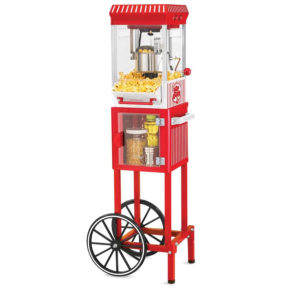 Nostalgia Popcorn Machine Cart with Kettle, 2.5oz Capacity, 48-in Tall Household Kitchen Appliance for Batch Popping Nostalgia Popcorn Machine Cart with Kettle, 2.5oz Capacity, 48-in Tall Household Kitchen Appliance for Batch Popping
