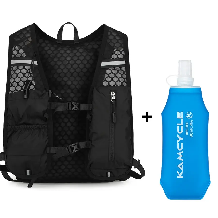 Running Vest for Women Men, Hydration Vest with 500ML Soft Flask, Lightweight Reflective Vest for Hiking, Cycling, Trail, Running, Marathons, Jogging Equipment