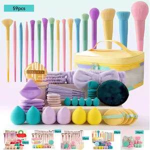 Multicolor Beauty Tool Set ( Makeup Brushes + Multi - shaped Beauty Blenders + Cleaning Pad + Hair Band + Portable Makeup Bag) - Essential for Professional Makeup Artists & Beauty Enthusiasts, Soft & Skin - Friendly / Makeup Brush Kit Makeup Tools Gift