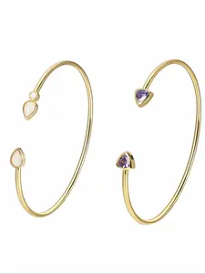 Women's Elegant Geometric Design Open Bangle Bracelets, Trendy All-match & Exquisite Jewelry for Birthday Gift