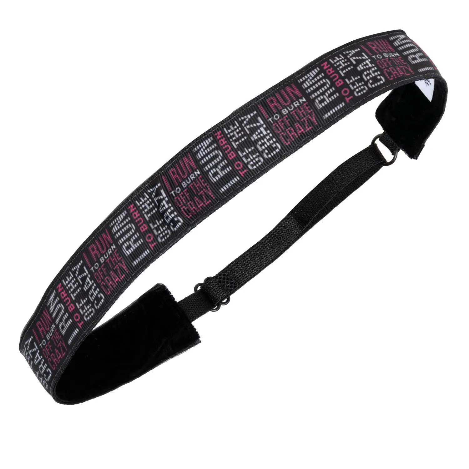 Non-Slip Sports Headband for Runners - Fun Running-Inspired Saying "I Run To Burn Off The Crazy", Adjustable Soft Velvet-Backed Grip, Non-Slip Performance for Workouts & Walks, One Size, Workout, Stress Relief