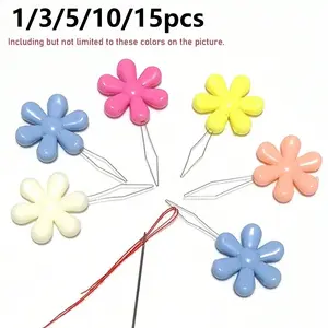 1/3/5/10/15pcs Random Color Flower Threading Tool, Cross Stitching Aid, DIY Sewing Helper, Elderly Threader, Plastic Wire Stripper, Beading Tool