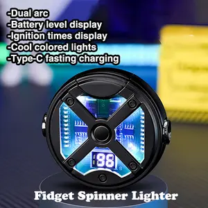 Windproof Rechargeable LED Lighter Electronic Fidget Spinner Mini Lighter Type-C Charging Lighter